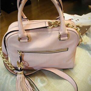 Michael Kors Pink Leather Handbag with Gold Accents